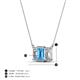 4 - Veronica 6x4 mm Emerald Shape Blue Topaz and Diamond Three Stone Pendant Necklace 