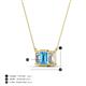 4 - Veronica 6x4 mm Emerald Shape Blue Topaz and Diamond Three Stone Pendant Necklace 