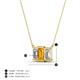 4 - Veronica 6x4 mm Emerald Shape Citrine and Diamond Three Stone Pendant Necklace 