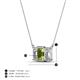 4 - Veronica 6x4 mm Emerald Shape Peridot and Diamond Three Stone Pendant Necklace 