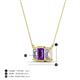 4 - Veronica 6x4 mm Emerald Shape Amethyst and Diamond Three Stone Pendant Necklace 