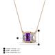4 - Veronica 6x4 mm Emerald Shape Amethyst and Diamond Three Stone Pendant Necklace 