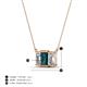 4 - Veronica 6x4 mm Emerald Shape London Blue Topaz and Diamond Three Stone Pendant Necklace 