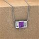 2 - Veronica 6x4 mm Emerald Shape Amethyst and Lab Grown Diamond Three Stone Pendant Necklace 