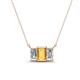 1 - Veronica 6x4 mm Emerald Shape Citrine and Lab Grown Diamond Three Stone Pendant Necklace 