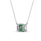 3 - Veronica 6x4 mm Emerald Shape Lab Created Alexandrite and Lab Grown Diamond Three Stone Pendant Necklace 