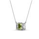 3 - Veronica 6x4 mm Emerald Shape Peridot and Lab Grown Diamond Three Stone Pendant Necklace 
