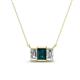 1 - Veronica 6x4 mm Emerald Shape London Blue Topaz and Lab Grown Diamond Three Stone Pendant Necklace 