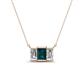 1 - Veronica 6x4 mm Emerald Shape London Blue Topaz and Lab Grown Diamond Three Stone Pendant Necklace 