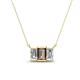 1 - Veronica 6x4 mm Emerald Shape Smoky Quartz and Lab Grown Diamond Three Stone Pendant Necklace 