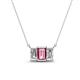 1 - Veronica 6x4 mm Emerald Shape Pink Tourmaline and Lab Grown Diamond Three Stone Pendant Necklace 