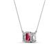 3 - Veronica 6x4 mm Emerald Shape Pink Tourmaline and Lab Grown Diamond Three Stone Pendant Necklace 