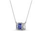 3 - Veronica 6x4 mm Emerald Shape Iolite and Lab Grown Diamond Three Stone Pendant Necklace 