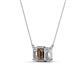 3 - Veronica 6x4 mm Emerald Shape Smoky Quartz and Lab Grown Diamond Three Stone Pendant Necklace 