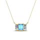 1 - Veronica 6x4 mm Emerald Shape Blue Topaz and Lab Grown Diamond Three Stone Pendant Necklace 