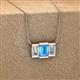 2 - Veronica 6x4 mm Emerald Shape Blue Topaz and Lab Grown Diamond Three Stone Pendant Necklace 