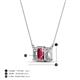 4 - Veronica 6x4 mm Emerald Shape Pink Tourmaline and Lab Grown Diamond Three Stone Pendant Necklace 