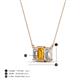 4 - Veronica 6x4 mm Emerald Shape Citrine and Lab Grown Diamond Three Stone Pendant Necklace 