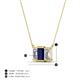 4 - Veronica 6x4 mm Emerald Shape Blue Sapphire and Lab Grown Diamond Three Stone Pendant Necklace 