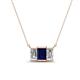 1 - Veronica 6x4 mm Emerald Shape Blue Sapphire and Lab Grown Diamond Three Stone Pendant Necklace 