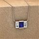 2 - Veronica 6x4 mm Emerald Shape Blue Sapphire and Lab Grown Diamond Three Stone Pendant Necklace 
