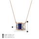 4 - Veronica 6x4 mm Emerald Shape Blue Sapphire and Lab Grown Diamond Three Stone Pendant Necklace 