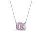 3 - Veronica 6x4 mm Emerald Shape Pink Sapphire and Lab Grown Diamond Three Stone Pendant Necklace 