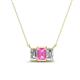1 - Veronica 6x4 mm Emerald Shape Pink Sapphire and Lab Grown Diamond Three Stone Pendant Necklace 