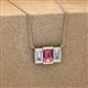 2 - Veronica 6x4 mm Emerald Shape Pink Tourmaline and Lab Grown Diamond Three Stone Pendant Necklace 