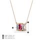 4 - Veronica 6x4 mm Emerald Shape Pink Tourmaline and Lab Grown Diamond Three Stone Pendant Necklace 