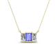 1 - Veronica 6x4 mm Emerald Shape Tanzanite and Lab Grown Diamond Three Stone Pendant Necklace 