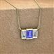 2 - Veronica 6x4 mm Emerald Shape Tanzanite and Lab Grown Diamond Three Stone Pendant Necklace 