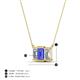 4 - Veronica 6x4 mm Emerald Shape Tanzanite and Lab Grown Diamond Three Stone Pendant Necklace 