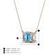 4 - Veronica 6x4 mm Emerald Shape Blue Topaz and Lab Grown Diamond Three Stone Pendant Necklace 