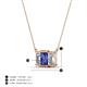 4 - Veronica 6x4 mm Emerald Shape Iolite and Lab Grown Diamond Three Stone Pendant Necklace 