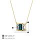 4 - Veronica 6x4 mm Emerald Shape London Blue Topaz and Lab Grown Diamond Three Stone Pendant Necklace 
