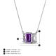 4 - Veronica 6x4 mm Emerald Shape Amethyst and Lab Grown Diamond Three Stone Pendant Necklace 