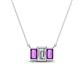 1 - Veronica 6x4 mm Emerald Shape Lab Grown Diamond and Amethyst Three Stone Pendant Necklace 