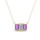 1 - Veronica 6x4 mm Emerald Shape Lab Grown Diamond and Amethyst Three Stone Pendant Necklace 