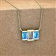 3 - Veronica 6x4 mm Emerald Shape Lab Grown Diamond and Blue Topaz Three Stone Pendant Necklace 