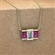 3 - Veronica 6x4 mm Emerald Shape Lab Grown Diamond and Rhodolite Garnet Three Stone Pendant Necklace 