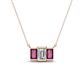 1 - Veronica 6x4 mm Emerald Shape Lab Grown Diamond and Rhodolite Garnet Three Stone Pendant Necklace 