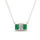 1 - Veronica 6x4 mm Emerald Shape Lab Grown Diamond and Emerald Three Stone Pendant Necklace 