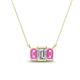 1 - Veronica 6x4 mm Emerald Shape Lab Grown Diamond and Pink Sapphire Three Stone Pendant Necklace 