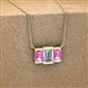 3 - Veronica 6x4 mm Emerald Shape Lab Grown Diamond and Pink Sapphire Three Stone Pendant Necklace 