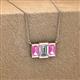 3 - Veronica 6x4 mm Emerald Shape Lab Grown Diamond and Pink Sapphire Three Stone Pendant Necklace 