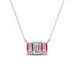 1 - Veronica 6x4 mm Emerald Shape Lab Grown Diamond and Pink Tourmaline Three Stone Pendant Necklace 
