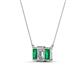 4 - Veronica 6x4 mm Emerald Shape Lab Grown Diamond and Emerald Three Stone Pendant Necklace 