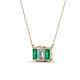 4 - Veronica 6x4 mm Emerald Shape Lab Grown Diamond and Emerald Three Stone Pendant Necklace 