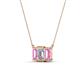4 - Veronica 6x4 mm Emerald Shape Lab Grown Diamond and Pink Sapphire Three Stone Pendant Necklace 